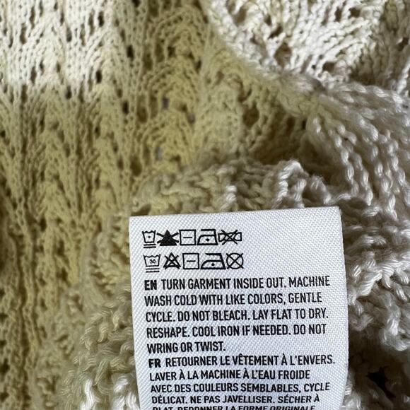 Aerie Crochet Knit Sweater Womens M Cream Lace Up V-Neck Boho Coastal Beachy - Picture 7 of 7